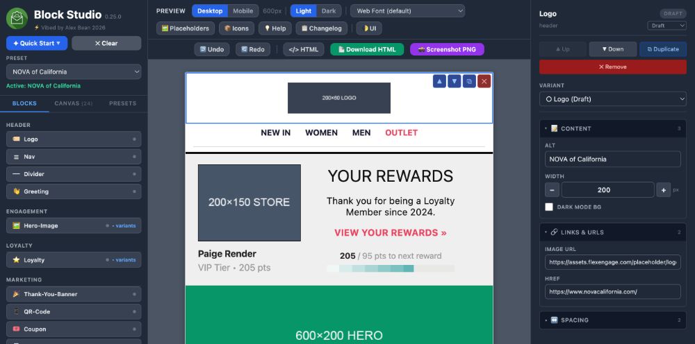 Block Studio — modular email template system screenshot